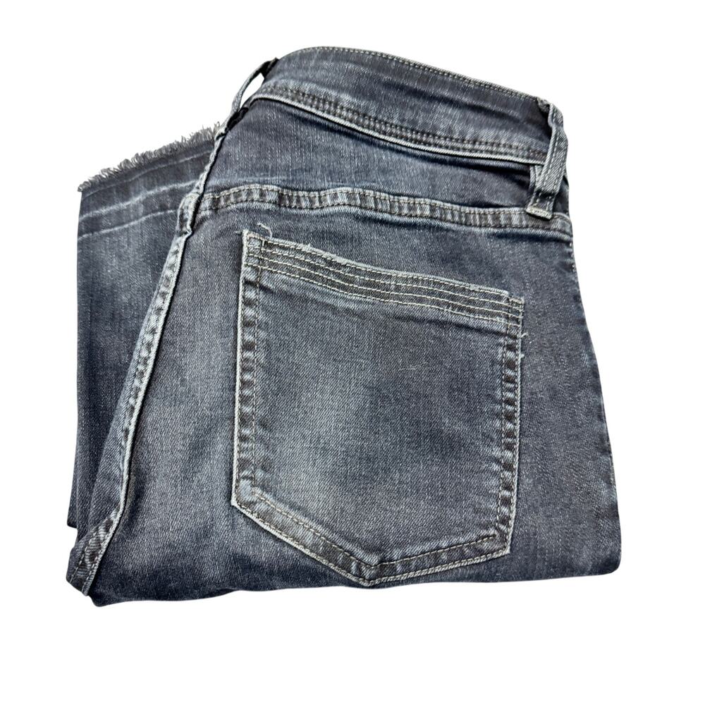 Free People Jeans Womens 27 (29x27 ACTUAL) Mid Rise Skinny Raw Hem Dark Denim